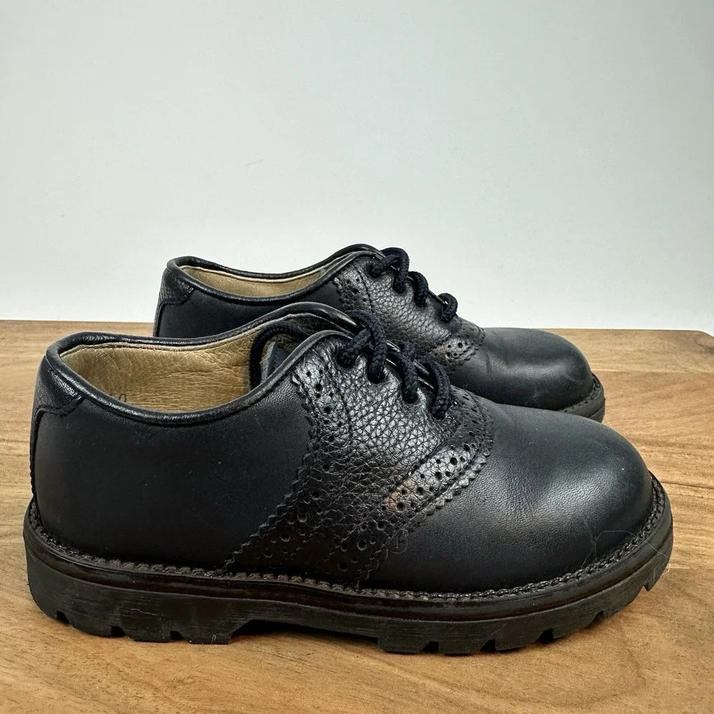 Little Kids Elefanten Navy Leather Dress Oxford Saddle Shoes Sz EU 25 US 8.5 GUC
